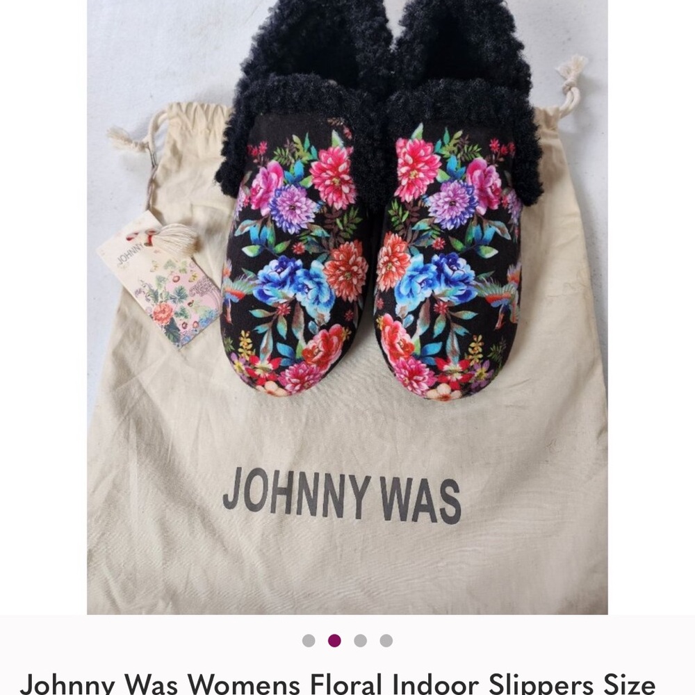 Johnny Was Women's Black Floral Slipper loafer dreamer multi color 7